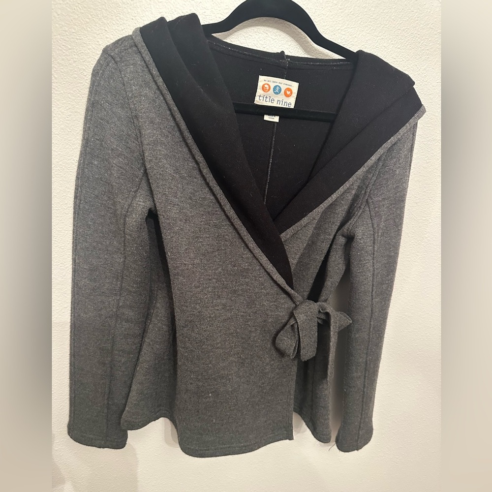 Title Nine Charcoal Wrap Sweater